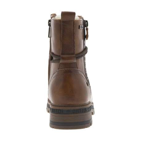 Bottines brunes à talon décroché bas avec un zip et des lacets ronds - Image 6