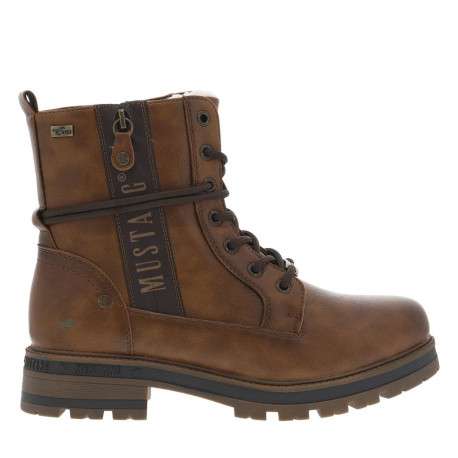 Bottines brunes à talon décroché bas avec un zip et des lacets ronds - Image 2