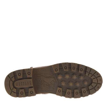 Bottines brunes à talon décroché bas avec un zip et des lacets ronds - Image 5