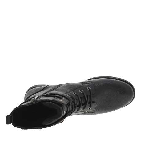 Bottines noires à talon décroché bas avec un zip et des lacets ronds - Image 4