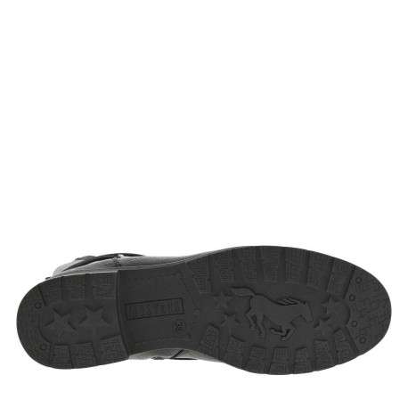 Bottines noires à talon décroché bas avec un zip et des lacets ronds - Image 5