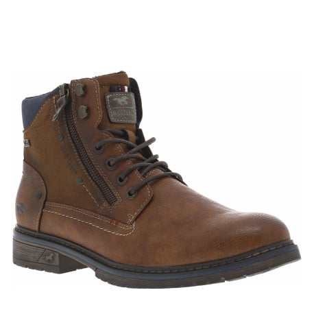 Boots brunes à talon décroché bas avec 2 zips et des lacets ronds - Image 4