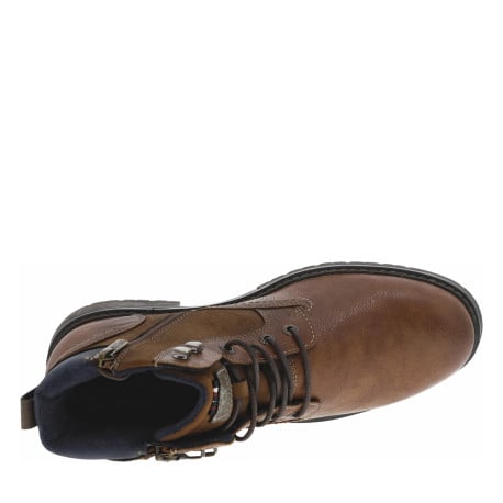 Boots brunes à talon décroché bas avec 2 zips et des lacets ronds - Image 5