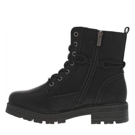 Bottines noires à talon décroché bas avec un zip et des lacets ronds - Image 3