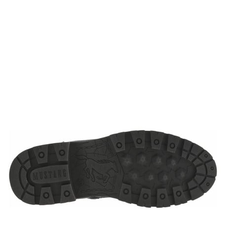 Bottines noires à talon décroché bas avec un zip et des lacets ronds - Image 6