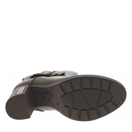 Boots taupe à talon décroché haut et à zip avec boucles et soufflet décoratifs - Image 5