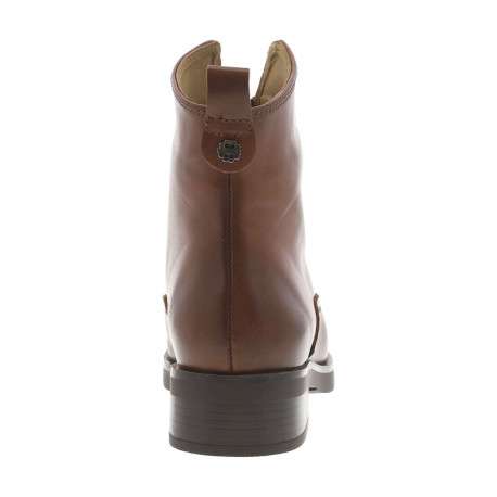 Boots en cuir cognac à talon décroché bas avec un zip sur le devant - Image 6
