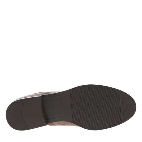 Boots en cuir cognac à talon décroché bas avec un zip sur le devant - Image 5