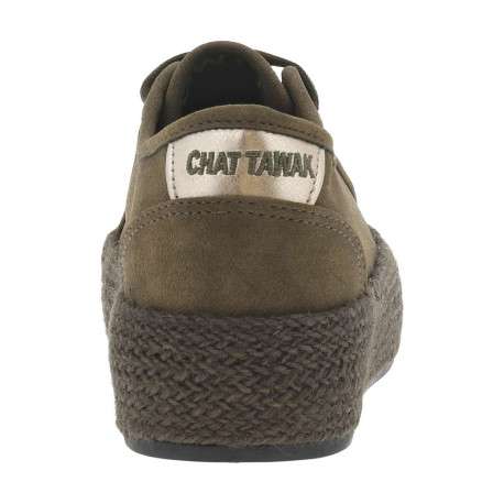 Tennis kaki à talon plateau avec des lacets plats et semelle en corde tressée - Image 6