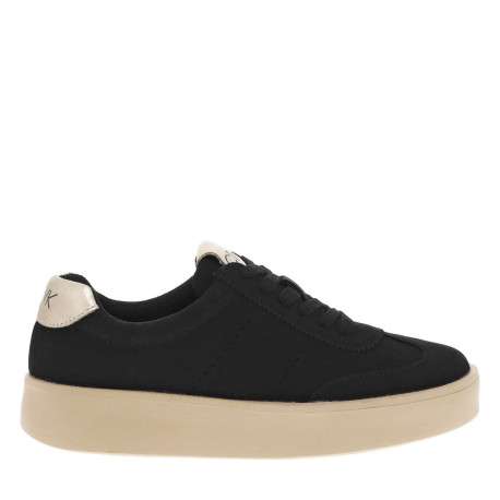 Tennis noires à talon plateau avec des lacets plats et logo embossé - Image 2