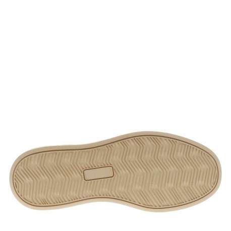 Tennis beiges à talon plateau avec des lacets plats et logo embossé - Image 5