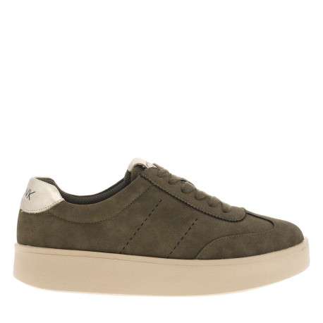 Tennis kaki à talon plateau avec des lacets plats et logo embossé - Image 2