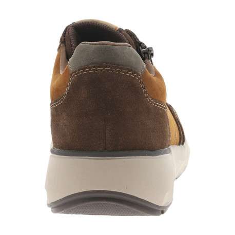 Sneakers en cuir marron à talon plat avec des lacets et un zip latéral - Image 6