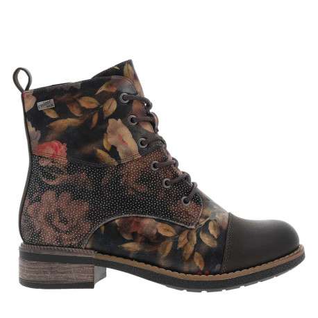 Bottines multicolores à talon décroché bas avec zip et des lacets ronds - Image 2