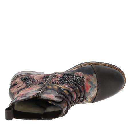 Bottines multicolores à talon décroché bas avec zip et des lacets ronds - Image 4