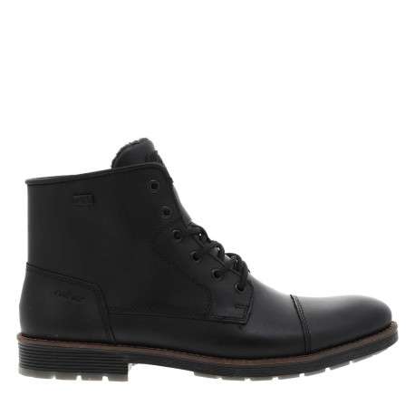 Bottines en cuir noires à talon décroché bas avec des lacets et un zip latéral - Image 2