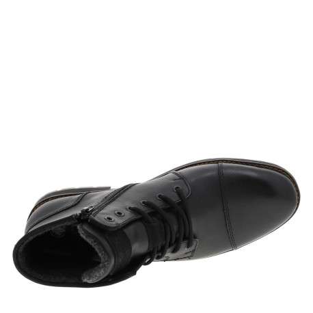 Bottines en cuir noires à talon décroché bas avec des lacets et un zip latéral - Image 4