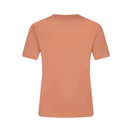 T-shirt en coton rose à coupe droite avec un col rond et texte sur la poitrine - Image 2