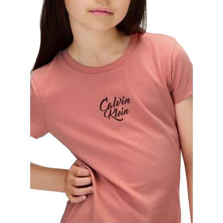 T-shirt en coton rose à coupe droite avec un col rond et un logo imprimé - Image 3