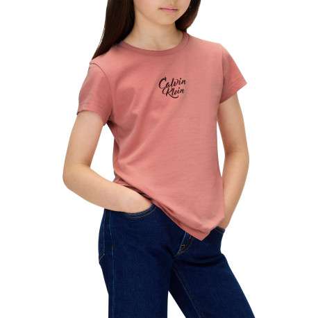 T-shirt en coton rose à coupe droite avec un col rond et un logo imprimé - Image 4