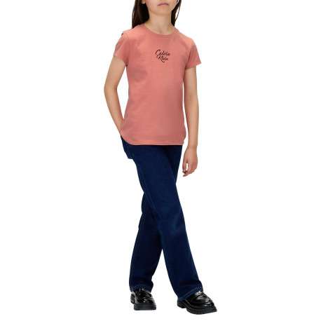 T-shirt en coton rose à coupe droite avec un col rond et un logo imprimé - Image 5