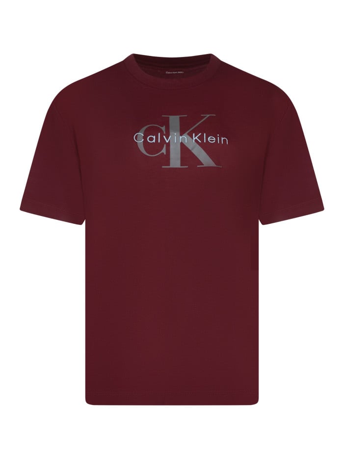 T-shirt en coton bordeaux à...