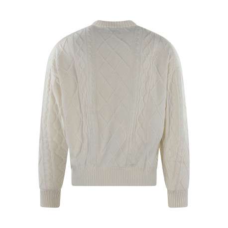 Pull écru en maille torsadée avec une coupe droite et un col rond - Image 2
