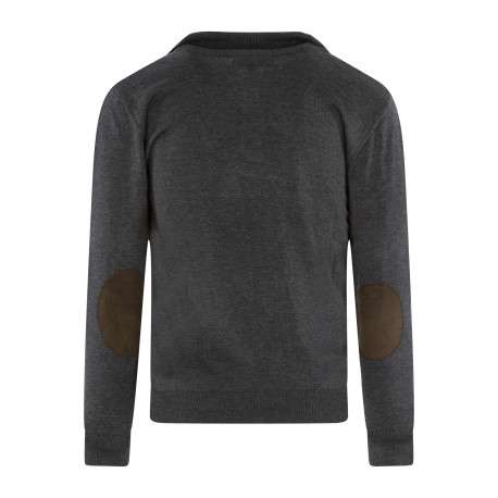 Pull en coton anthracite uni coupe ajustée avec un col camionneur - Image 2