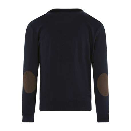 Pull bleu marine et gris à coupe droite avec un col camionneur - Image 2