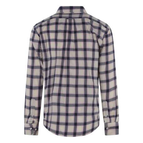 Chemise en coton beige à carreaux coupe regular fit avec un col français - Image 2