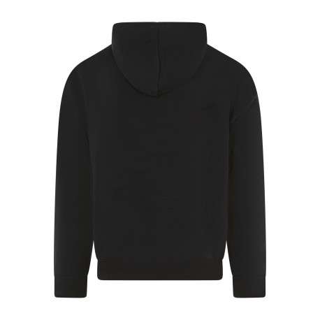 Sweat en coton noir uni coupe ajustée avec une poche kangourou - Image 2