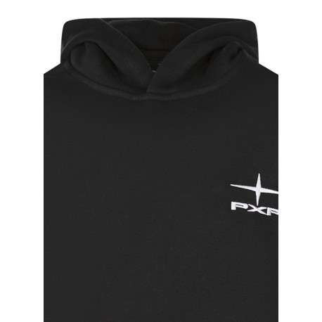 Sweat en coton noir uni coupe ajustée avec une poche kangourou - Image 3