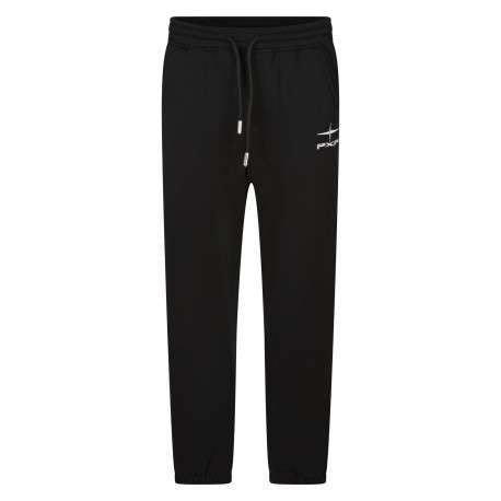 Pantalon Jogging en coton noir uni coupe ajustée avec un logo brodé