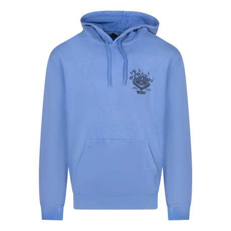 Sweat en coton mélangé bleu avec une coupe ajustée et un col à capuche