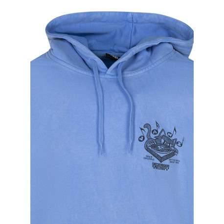 Sweat en coton mélangé bleu avec une coupe ajustée et un col à capuche - Image 3