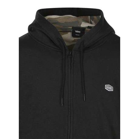 Sweat zippé en coton mélangé noir uni coupe ajustée et doublure motif camouflage - Image 3