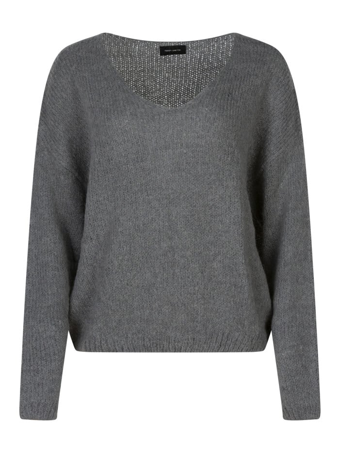 Pull gris uni col en V...