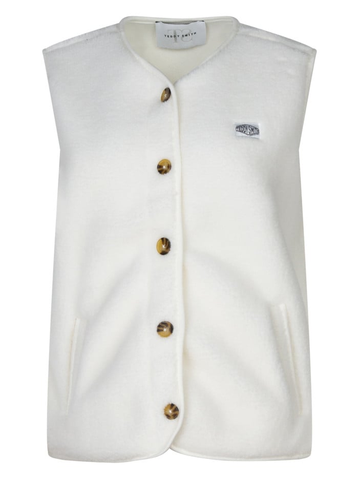 Gilet écru uni en maille...