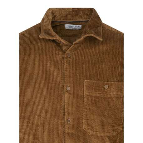 Chemise en coton camel unie coupe regular fit avec un col à revers - Image 3