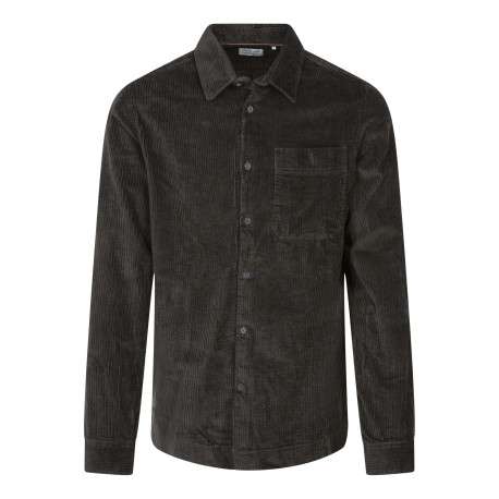 Chemise en coton kaki unie coupe regular fit avec un col à revers