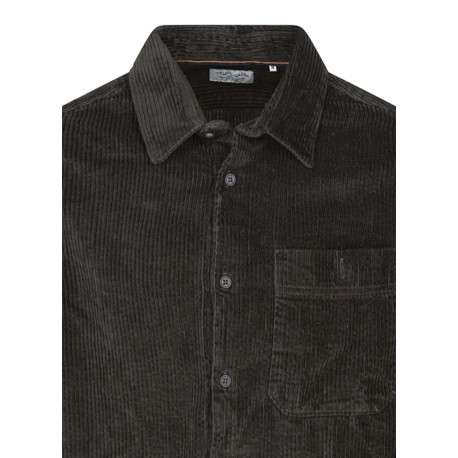 Chemise en coton kaki unie coupe regular fit avec un col à revers - Image 3