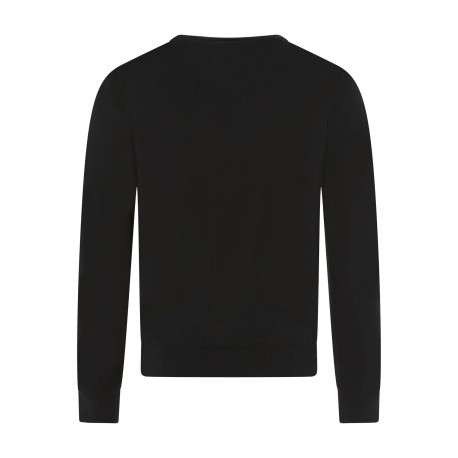 Pull en coton mélangé noir uni coupe regular fit avec un col rond - Image 2