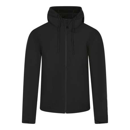 Blouson noir uni coupe ajustée col à capuche avec des cordons de serrage