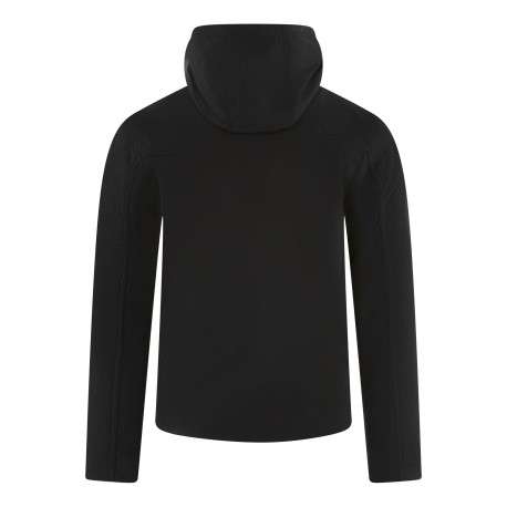 Blouson noir uni coupe ajustée col à capuche avec des cordons de serrage - Image 2