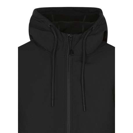 Blouson noir uni coupe ajustée col à capuche avec des cordons de serrage - Image 3