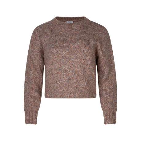 Pull rose en maille tricotée coupe ajustée avec des manches longues
