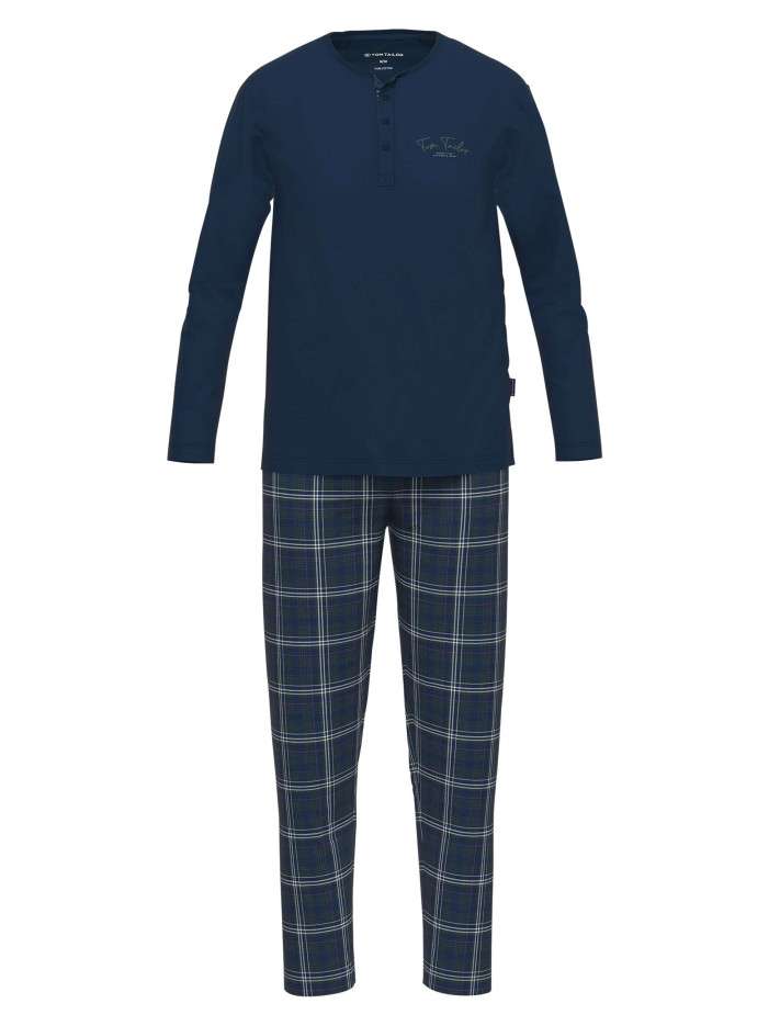Pyjama long en coton marine...