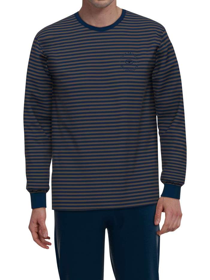 Pyjama long en coton marine...