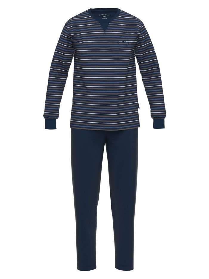 Pyjama long en coton marine...