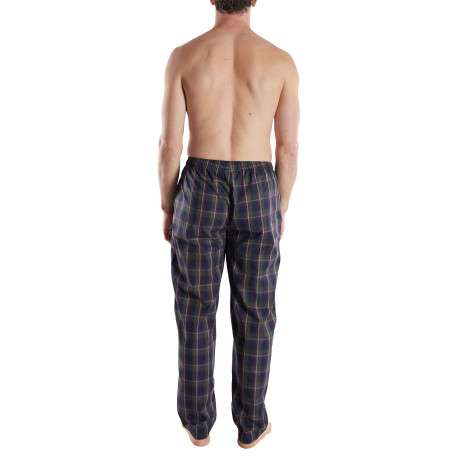 Pantalon de pyjama en coton marine coupe ample avec un cordon de serrage - Image 3